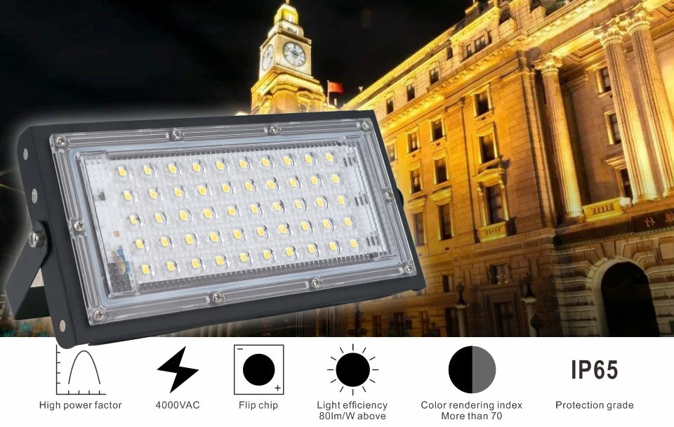 2pcs/lot 50W Led Flood Light AC 220V 230V 240V Outdoor Floodlight Spotlight IP65 Waterproof LED Street Lamp Landscape Lighting