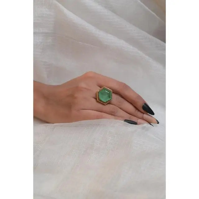 Natural High Quality Green Baguette Gemstone New Arrival Green Gemstone Ring For Women 925 Sterling Silver Engagement Ring