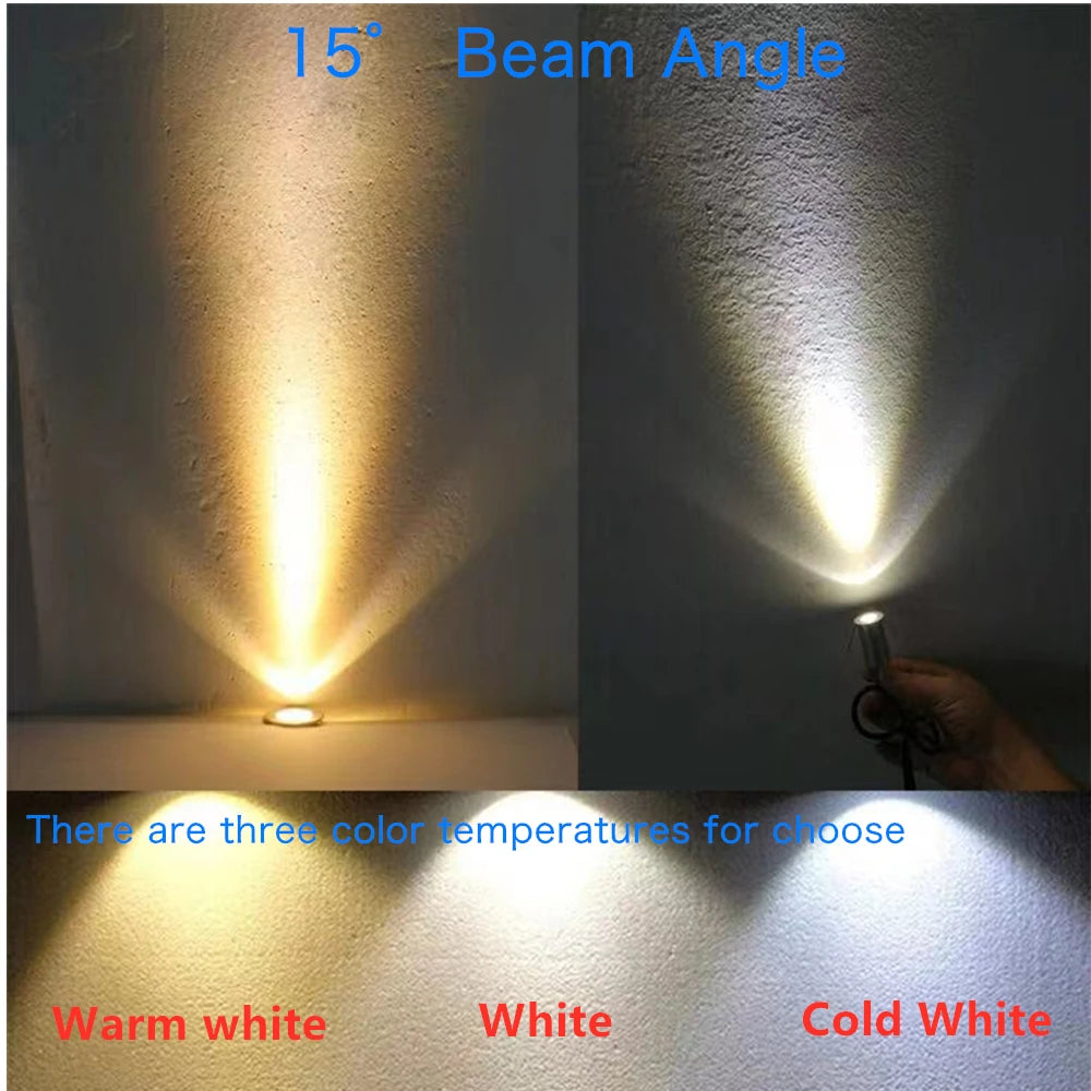 Outdoor 1W LED Spotlights 12V 24V 15 Degree Ground Spot Lamp Mini Underground Spot Light For Yard Garden Path Landscape Lighting