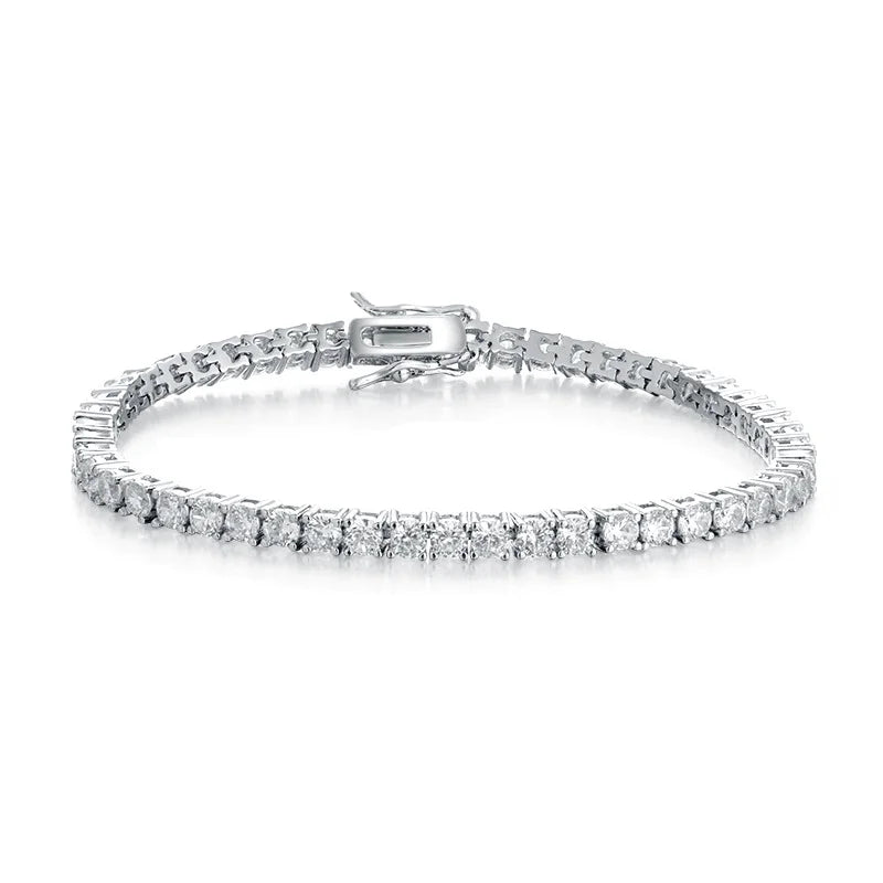 Fine Jewelry Moissanite Chain Hip Hop Bracelet S925 Sterling Silver Cubic Zirconia Tennis Chain