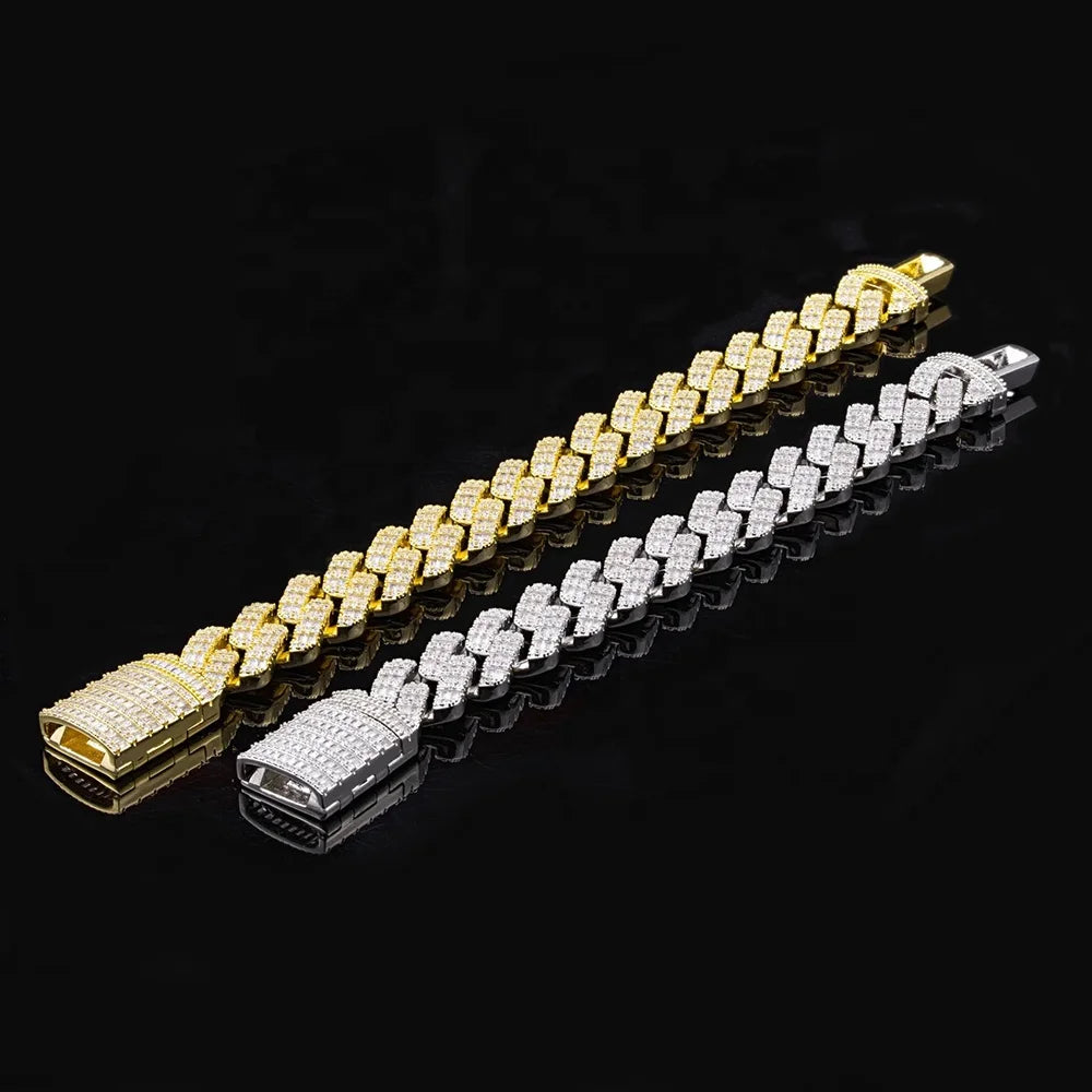 OUGEPHELI CZ Zircon Cubic Zirconia Gold Plated 925 Sterling Silver Cadena Cubana Hip Hop Necklace Jewelry Miami Cuban Link Chain