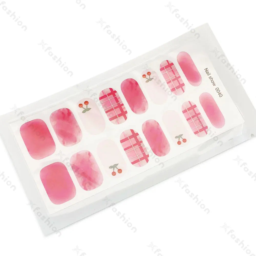 Hot Sale 16 Tips Solid Color Semi-Cured Gel Nail Stickers UV Light Durable Waterproof Long-Lasting Gel Nail Stickers Wholesale