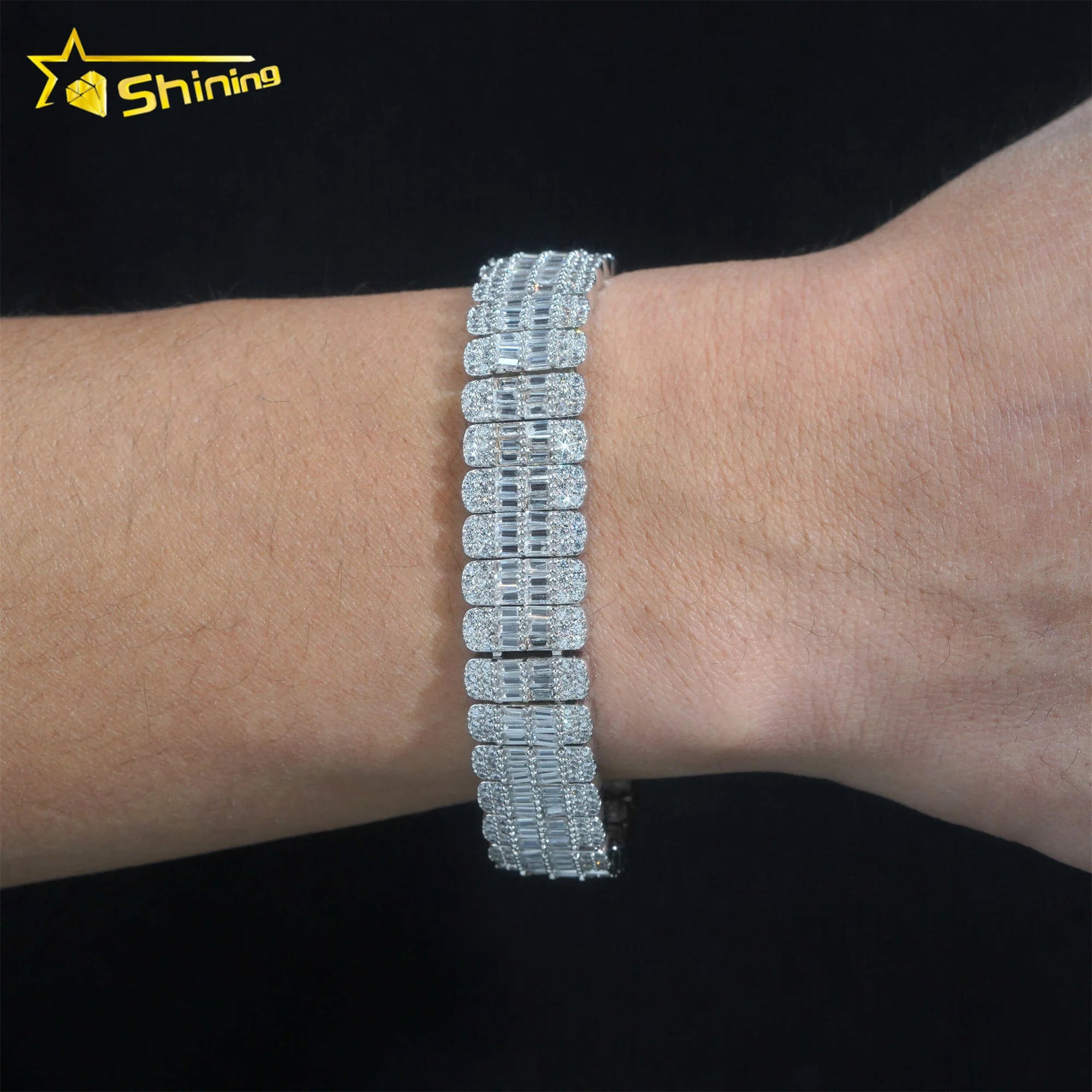 Hot Selling Pass Diamond Tester 925 Sterling Silver 10mm 15mm  20mm Moissanite Cuban Link Chain Mens Cuban Bracelet