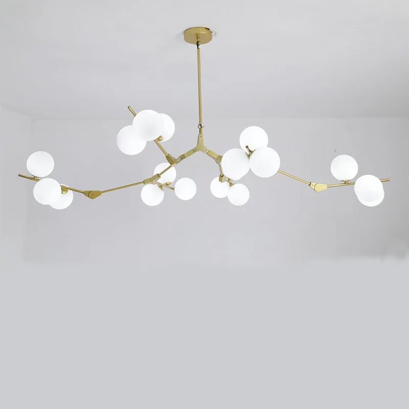Light Luxury Nordic Minimalist Modern Adjustable Height LED Glass Chandelier for Living Room