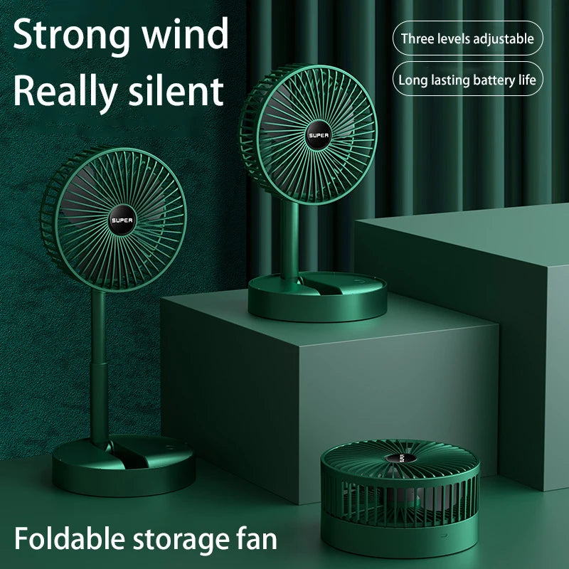 Mini Plug-in Chargeable Folding Desktop Fan for Home Office Outdoor & Car Use-Plastic Computer-Controlled with Battery Option