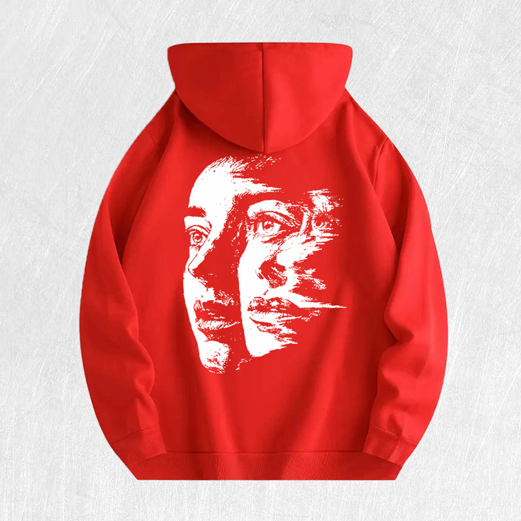 Abstract Face Graphic Hoodie 100% Cotton US Warehouse 6 Colors