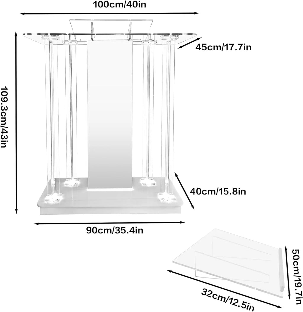 Acrylic Podium With Led Lights Floor Transparent Podium With Casters Used for School Church Podium