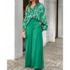 Women's Spring Pants Set Casual Two Piece Set Loose Long Sleeve Shirt High Waist Wide-leg Pants Fashion Pants Suits
