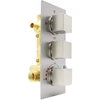 For Brass Bathroom Shower Mixing Valve Triple Handle 3-Way Thermostatic Water Diverter Temperature Control Brushed Rain