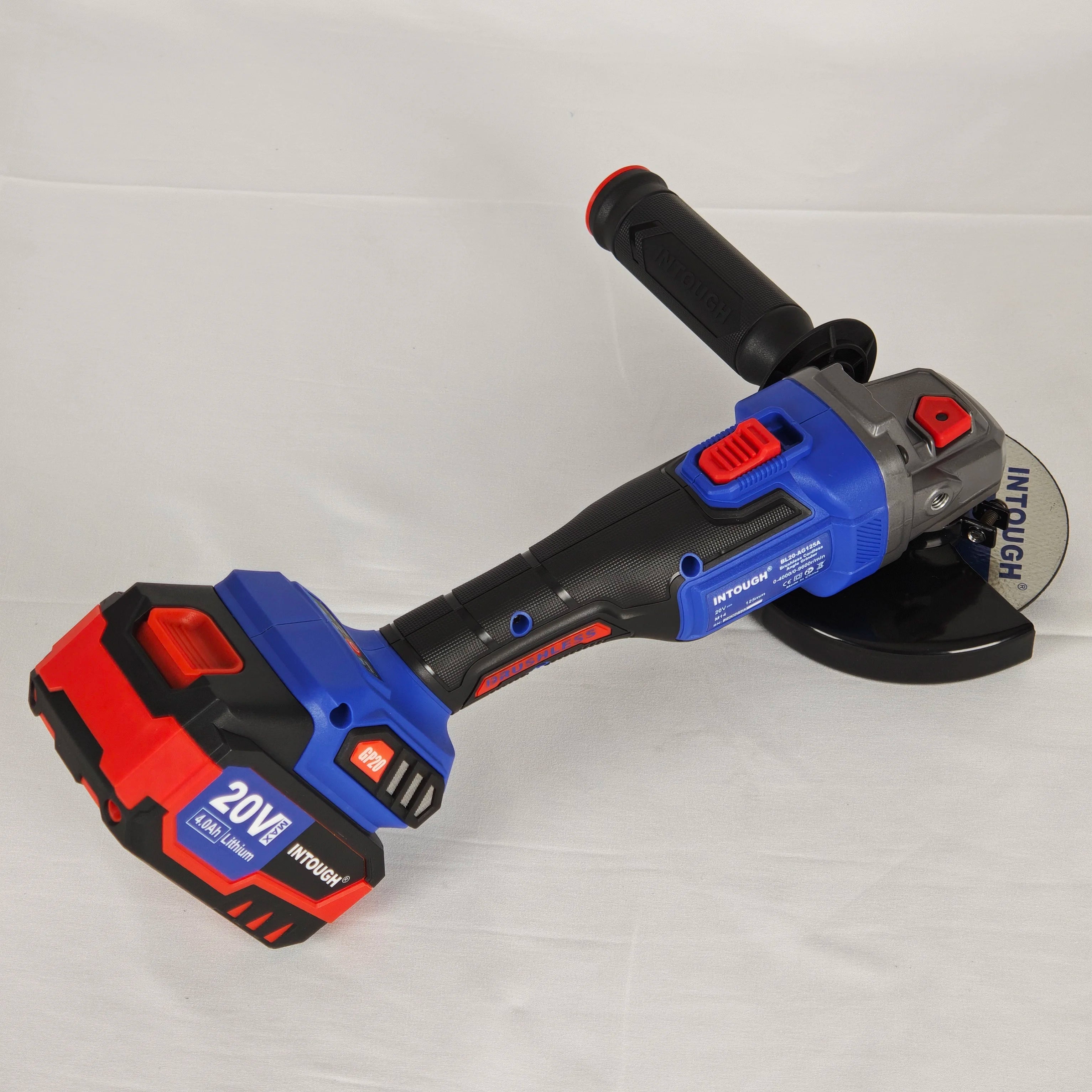 INTOUGH 20V Cordless Brushless Angle Grinder Battery Rechargeable 125mm Portable Angle Grinder