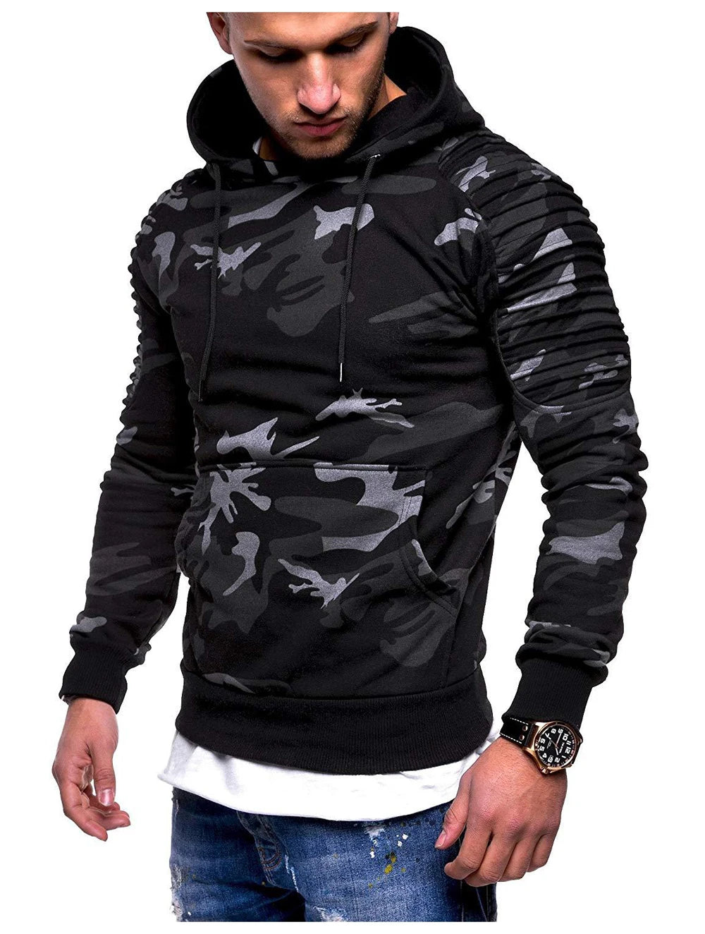 DIMUSI Hooded Mens Casual Camouflage Windbreaker Sweatshirt Coats Mens Streetwear Hip Hop Hoodies Sportswear Tracksuits Clothing