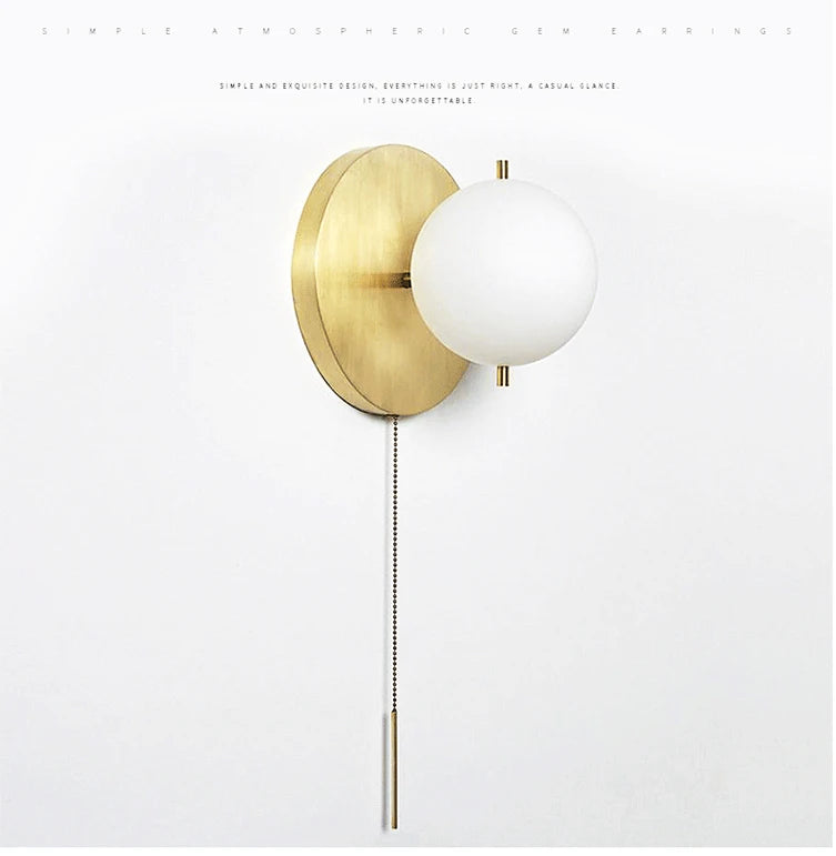 Wall Lamp With Switch Nordic ball wall lamp luxury TV postmodern minimalist glass creative hotel aisle corridor gold wall lamp
