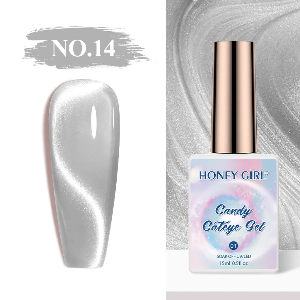 HONEY GIRL Moon Light Magnetic CatEye 24 Colors Jelly Gel Polish Set Wholesale 9d Crystal Uv Gel Nail Polish Cat Eye Gel Polish