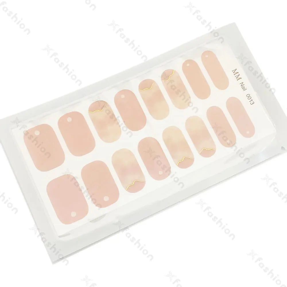 Hot Sale 16 Tips Solid Color Semi-Cured Gel Nail Stickers UV Light Durable Waterproof Long-Lasting Gel Nail Stickers Wholesale
