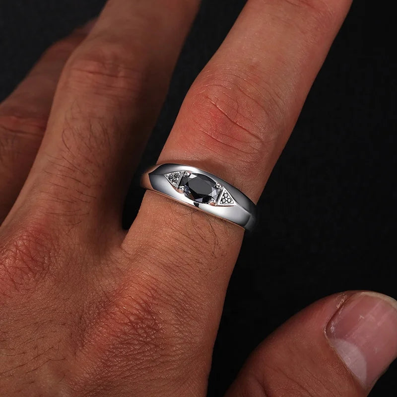 Pass Diamond Tester Eye of Horus Black Moissanite Ring Men Silver 925 Adjustable Moissanite Rings for Men