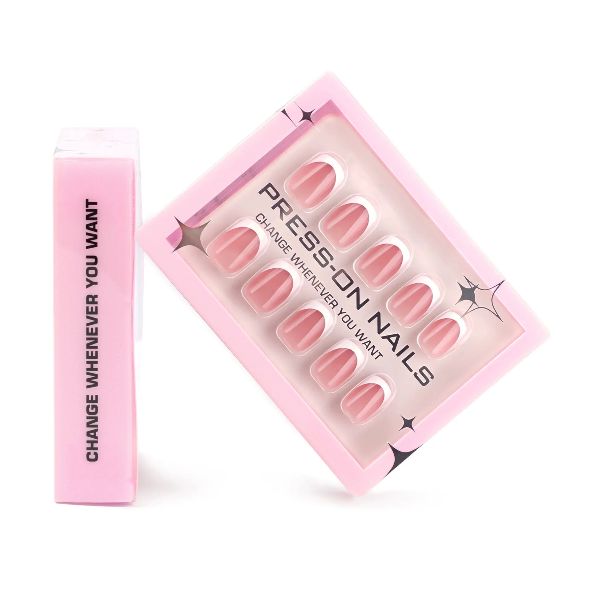 Wholesale 30 Pieces of High-End Minimalist French White Border Short Style Acrylic Press on Nails Customize False Nails GD25