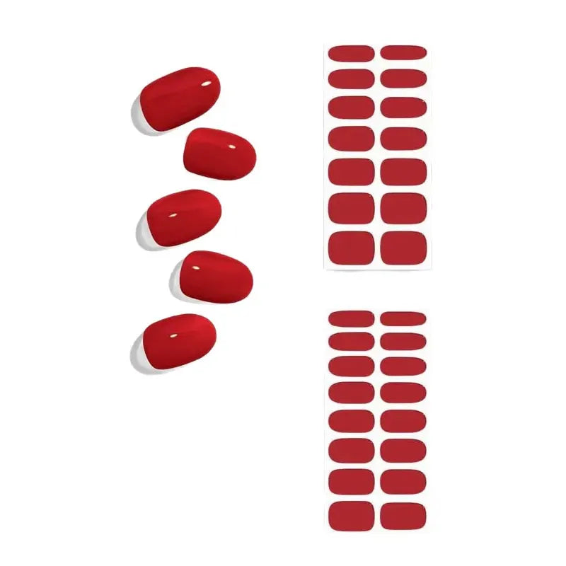 Hot Sale 16 Tips Solid Color Semi-Cured Gel Nail Stickers UV Light Durable Waterproof Long-Lasting Gel Nail Stickers Wholesale