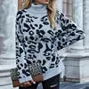 S-XL Turtleneck Sweater for Women Pullover Autumn Casual Fashion Leopard Print Tops Knitted Crochet