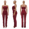 S-XXL Summer Casual Solid Color Bra Panel Pants Set Personalized Fashion Street Two Piece Set