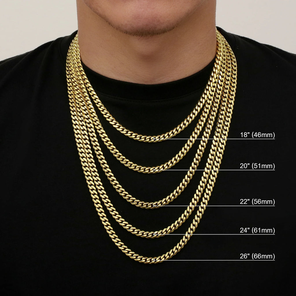 5MM Curb Cuban Necklace Tarnish Free Waterproof Jewelry Women Hiphop 14K Real Gold Plating Stainless Steel Men Cuban Link Chain