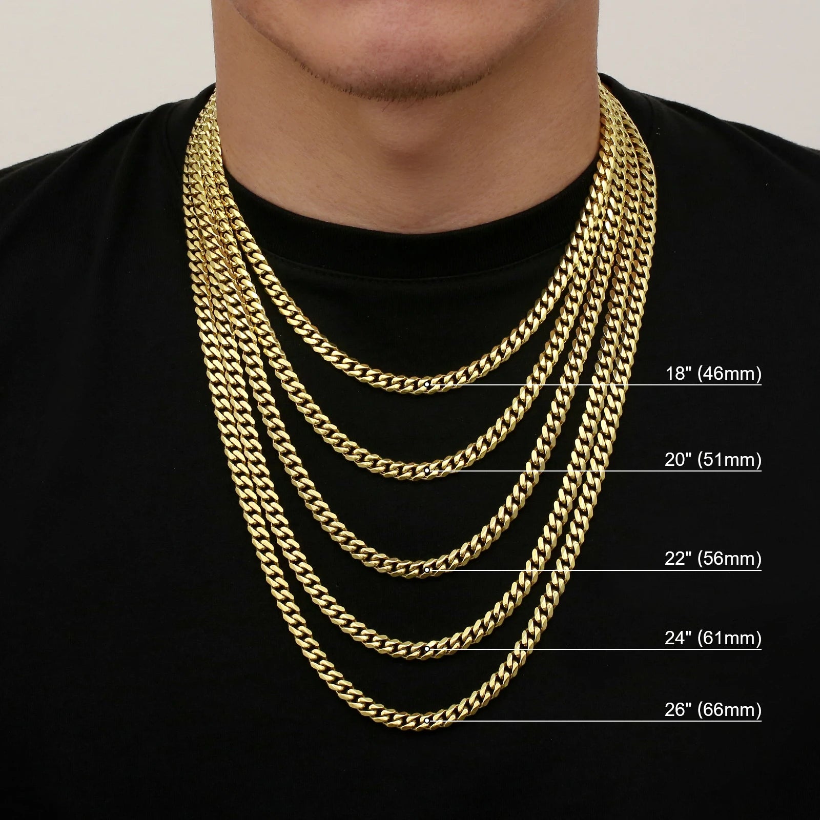 5MM Curb Cuban Necklace Tarnish Free Waterproof Jewelry Women Hiphop 14K Real Gold Plating Stainless Steel Men Cuban Link Chain