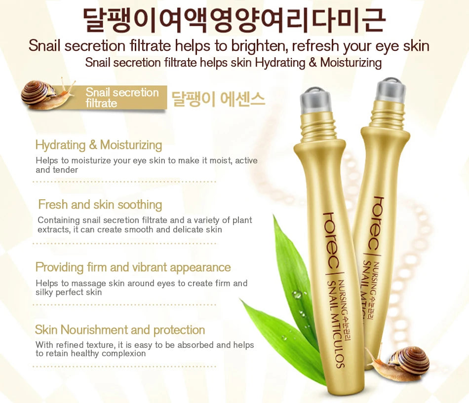 ROREC Hyaluronic Acid Snail  Eye Serum Essence Dark Circle Firming  Eyes Cream  Anti Wrinkle Korean Cosmetics Skin Care