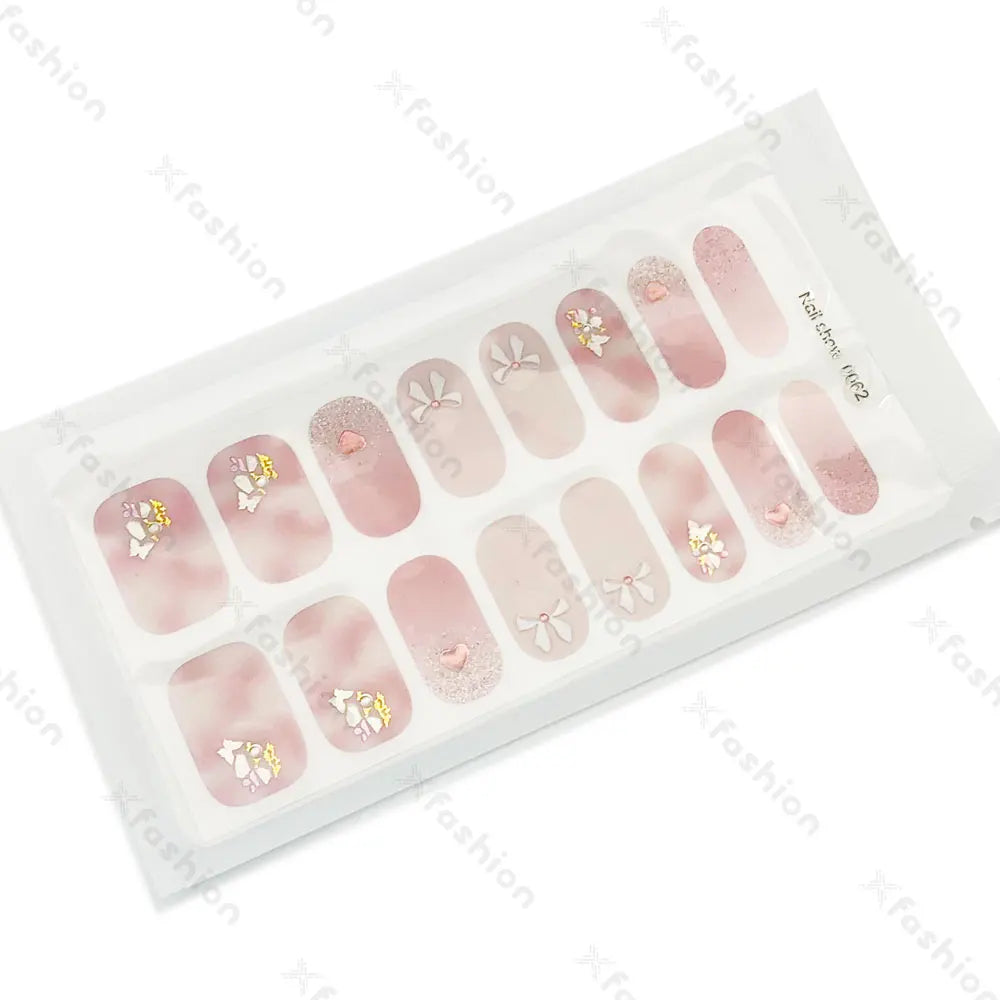 Hot Sale 16 Tips Solid Color Semi-Cured Gel Nail Stickers UV Light Durable Waterproof Long-Lasting Gel Nail Stickers Wholesale