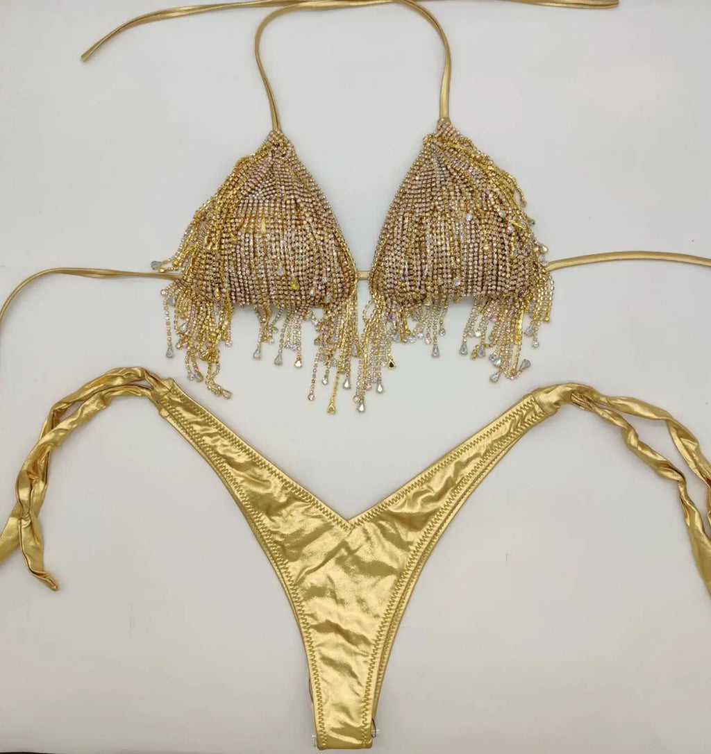 newest 2022 crystal bikini diamond swimwear biquini diamond bikini beachwear popular swim suit  rhinestone swimsuits bikini