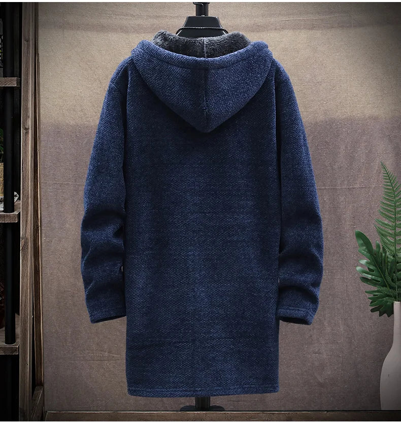 Winter Fleece Cardigan Men Thick Hooded Sweaters Coats Mens Warm Knitted Sweater Jackets Causal Hoodie Cardigan Mens Clothing