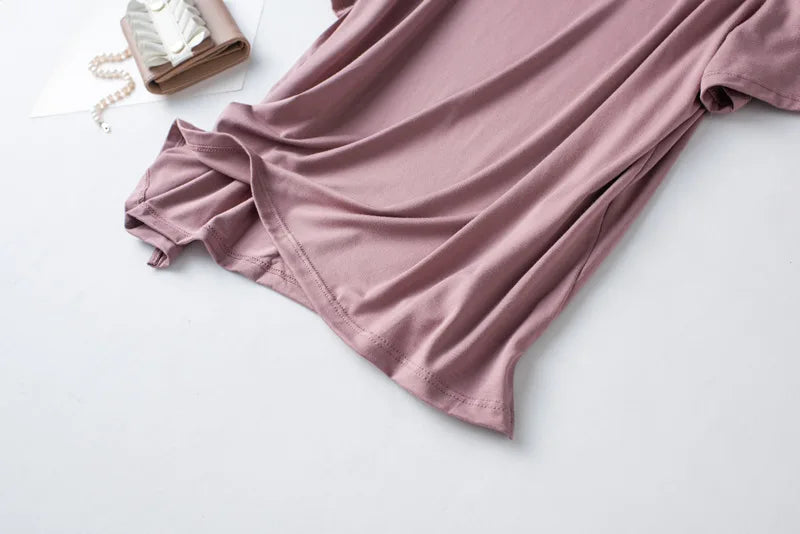 2026 Summer New Pajama Set Women's Modal Short Sleeve Shorts Two Piece Set Ladies Solid Loose Large T-shirt Homewear Women Shirt
