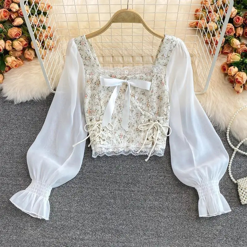 2023 Hot Sale Women Summer Floral Square Collar Vest Tank Tops Lace High Waist Slim Pullover Sexy Top