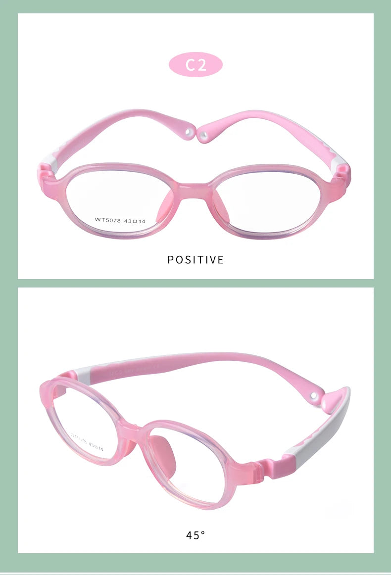 Secg Brand Children's Glasses Silicone Frames For Boys And Girls Students Super Light Comfortable Myopia Frames With Gasses