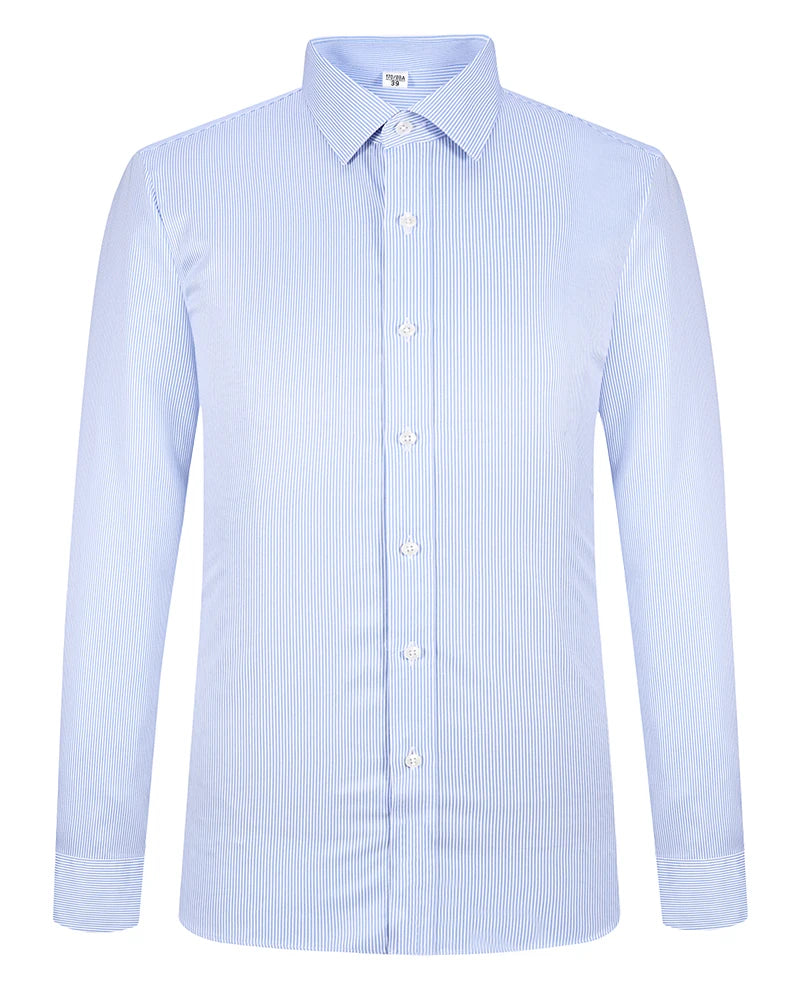 Men's Classic Long Sleeve Striped Dress Shirt Non Iron Regular Formal Business Social Button-up Easy Care Luxury Cotton Shirts