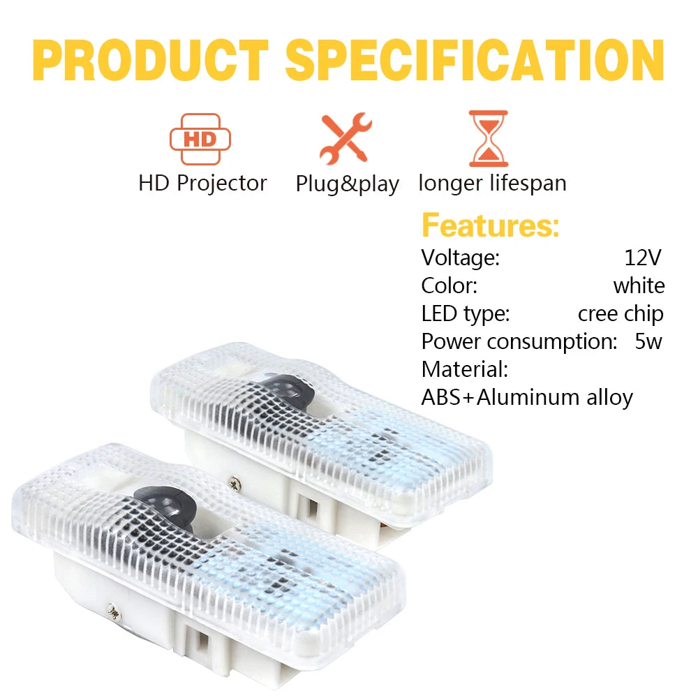 2X LED Car Projector Door Lamp Courtesy Welcome Light For Citroen C6 C8 DS3 C3 C4 C5 X7 XANTIA Picasso C4L C2 PLURIEL XSARA A51