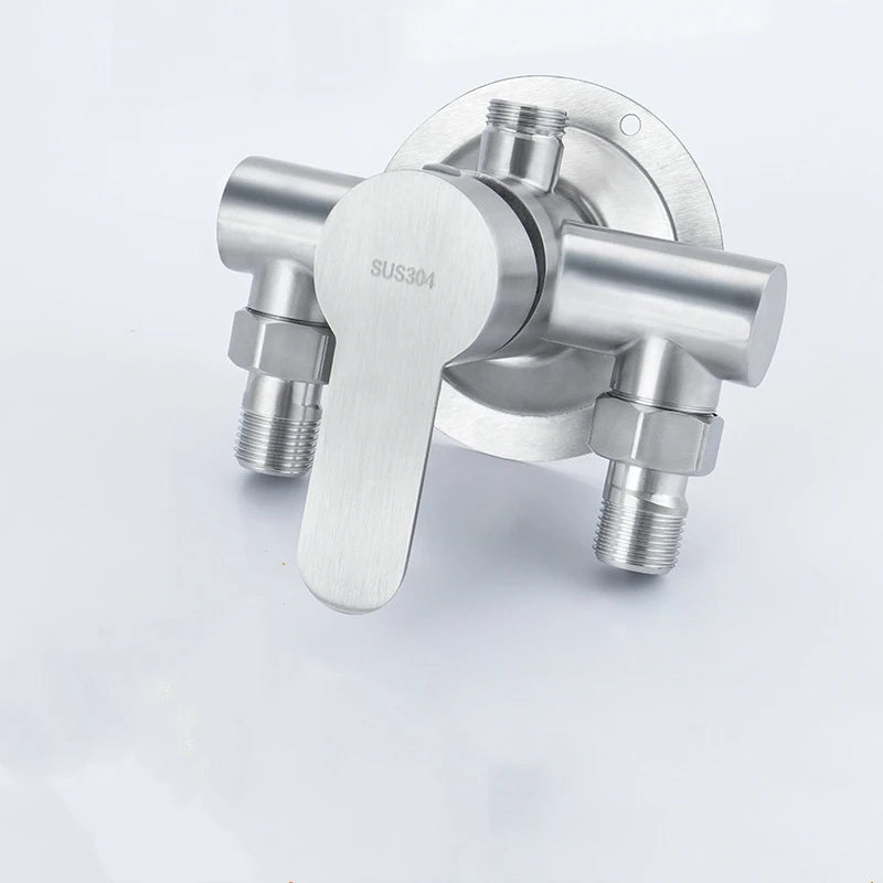 304 Stainless Steel Shower Faucet Mixer Valve Double Type Bathroom Shower Hot Cold Water Tap G1/2’ Bathtub Faucet