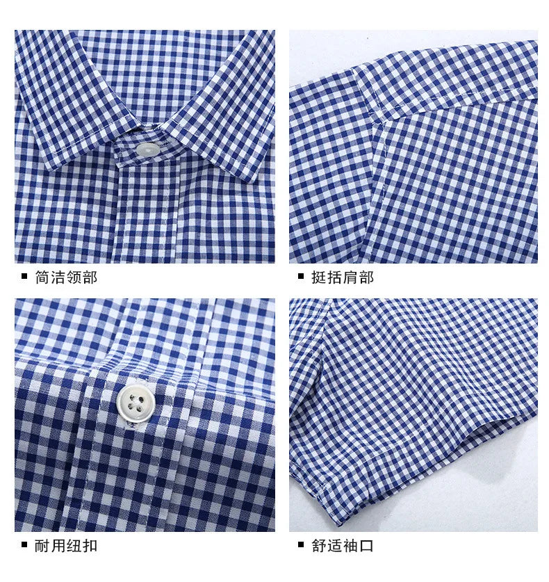 100% Cotton 5XL 6XL 7XL 8XL 12XL Men's Plus Size Shirts Fashion Casual Classic Style Comfortable Plaid Short Sleeve Shirt Male