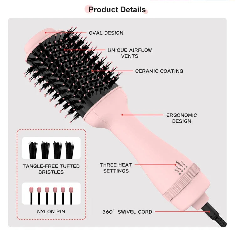 One Step Hair Dryer and Styler Hot Air Comb Hair Dryer With Comb
