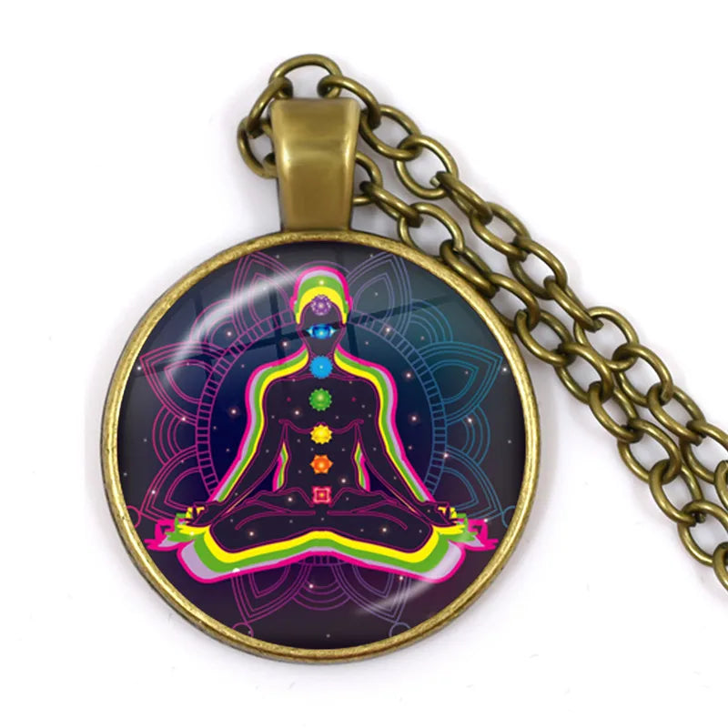New Arrival 7 Chakra Reiki Healing Necklace Buddha Yoga Meditation Pendant Spiritual Hope Jewelry Chain Statement Necklace Gift