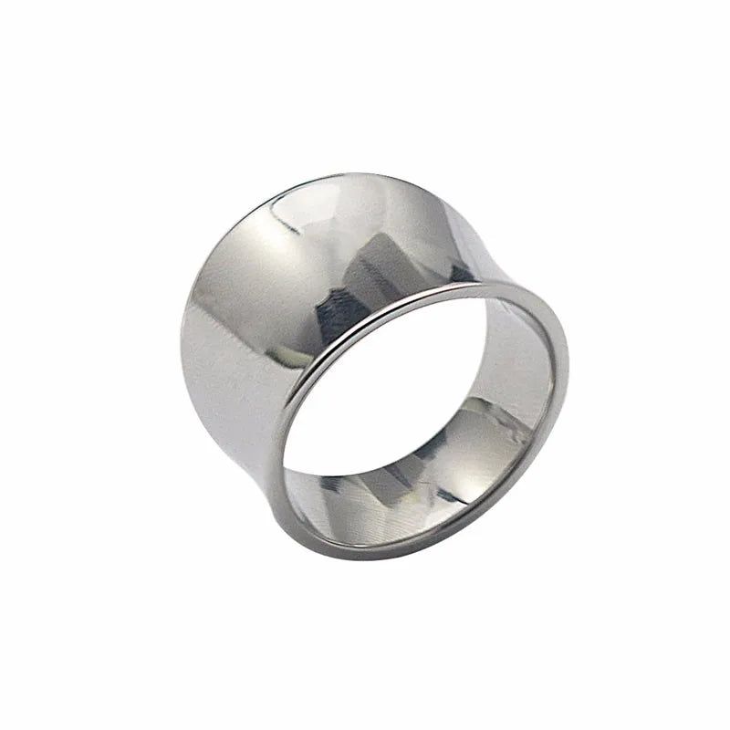 Luxury Rings Engravable Wide Band Fashion Jewelry 16mm Wide Stainless Steel Silver Customizable Logo Ring for Man Women