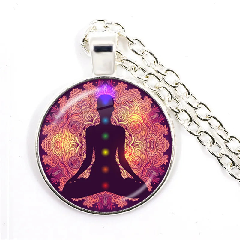New Arrival 7 Chakra Reiki Healing Necklace Buddha Yoga Meditation Pendant Spiritual Hope Jewelry Chain Statement Necklace Gift