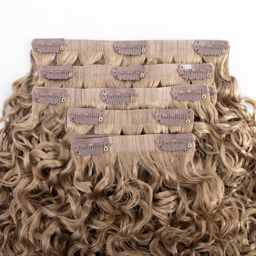 Burmese Raw Curly Hair P4-16-27 Seamless Clip in 100% Raw Cuticle Aligend Invisible Seamless Clip Ins Human Hair