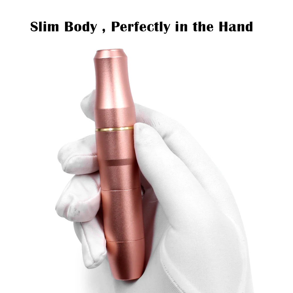 BIOMASER Newest Permanent Makeup Tattoo Machine 2 Head Rose Gold Microblading Pen Equipment 3D Microblading Tattoo Gun Set
