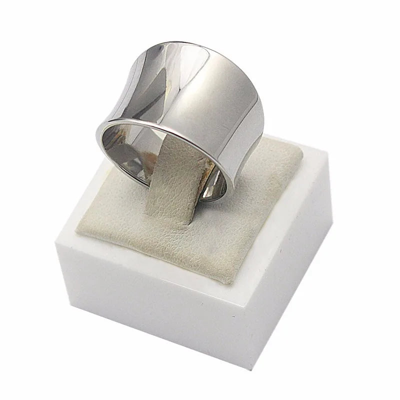 Luxury Rings Engravable Wide Band Fashion Jewelry 16mm Wide Stainless Steel Silver Customizable Logo Ring for Man Women