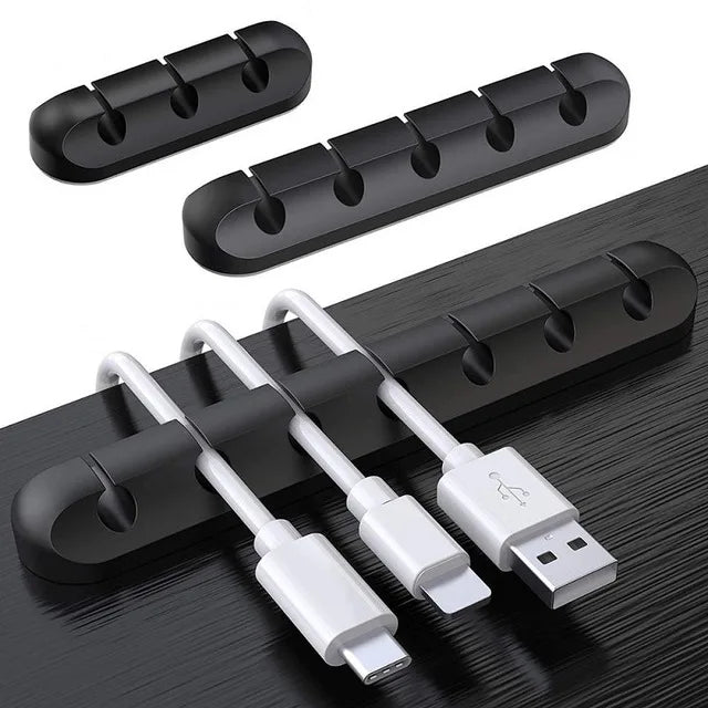 Cable Cord Wire Organizer Silicone USB Cable Winder Management Clips Self Adhesive for Mouse Keyboard Headset Car For iPhone