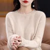 S-XXL Round Neck 100% Cashmere Knit Women's  Pullover Loose Bottom Sweater Autumn/Winter New Solid Color Sweater