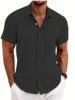 2026 Summer European and American Tie-Dyed Young Casual Linen Short-Sleeved Shirt
