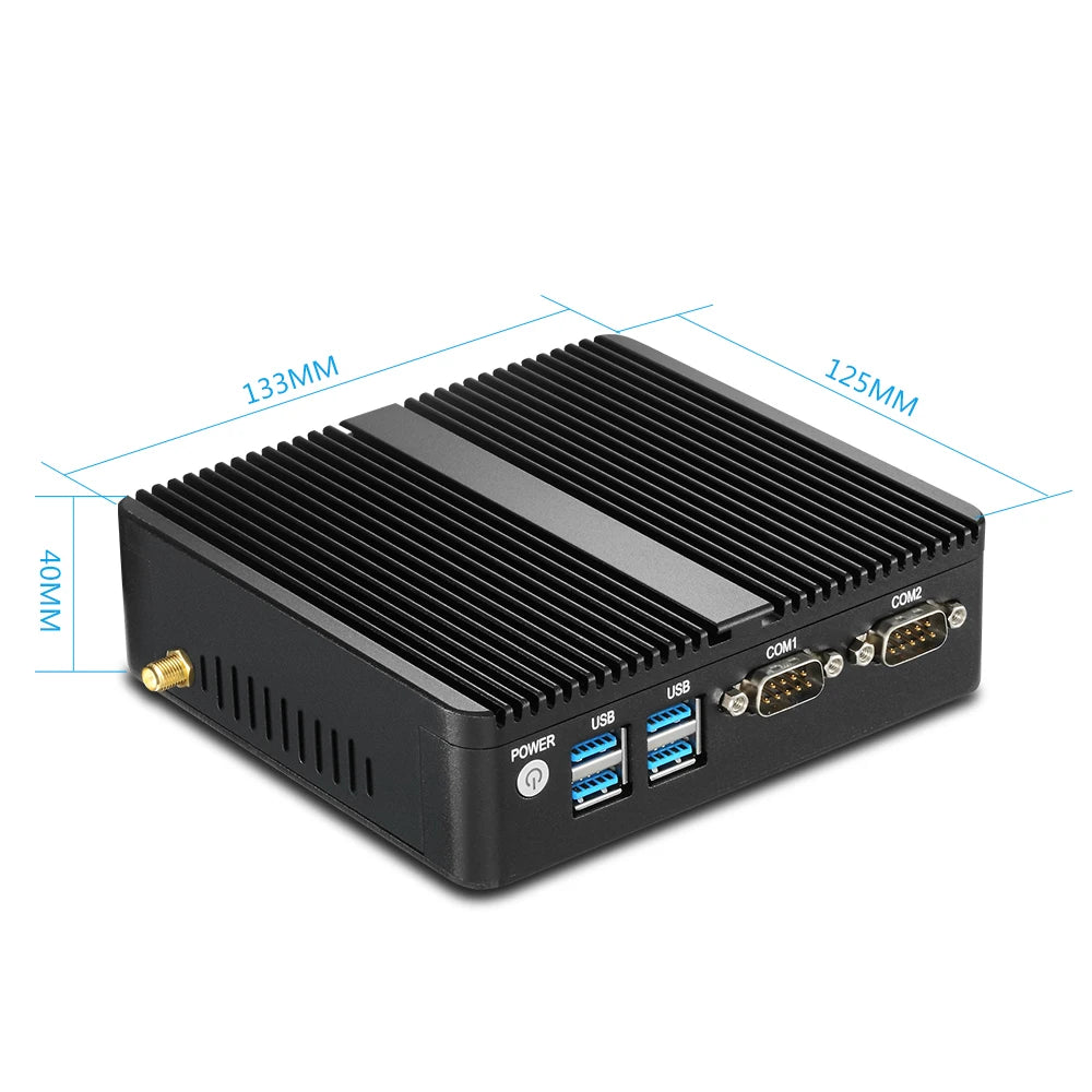 XCY Mini PC Intel Celeron J6412 Quad Cores 2x RS232/485 Dual Ethernet Mini PCIe HDMI VGA Fanless Industrial IPC Windows Linux