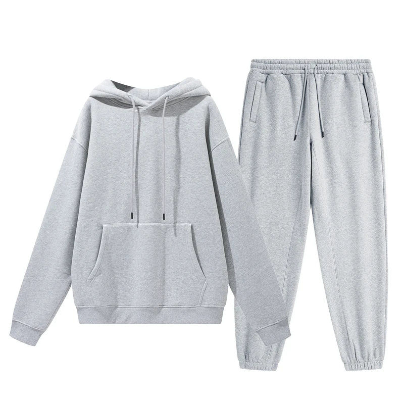 Wholesale Organic Cotton Sweatpants and Hoodie Set Custom Sweat Suits Casual Unisex Tracksuit