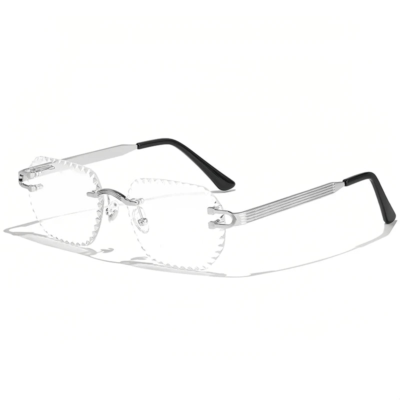HBK 2025 Unisex Frameless Sunglasses Black PC Alloy Pink Blue Gradient Lens Polygon Rimless Design New Style Street Snap Men