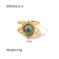Fashion 18K Gold Plated Adjustable Open Ring Natural Stone Stainless Steel Turquoise Minimalist Rings Jewelry for Women Gift
